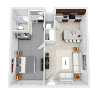 Floor plan for 1 bed, 1 bath, 575 sqft